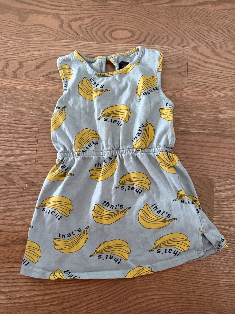 Dot Australia Kids Banana Print Sleeveless Dress - Yellow on Light Blue Size 2T